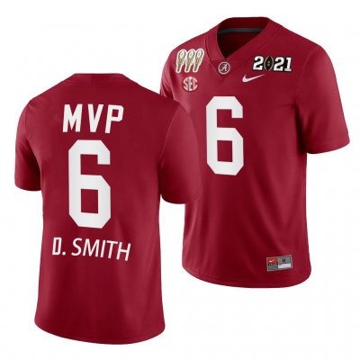 Men's Alabama Crimson Tide #6 DeVonta Smith 2021 Rose Bowl Offensive MVP Crimson NCAA Special Commemorate College Football Jersey 2403JOBV1